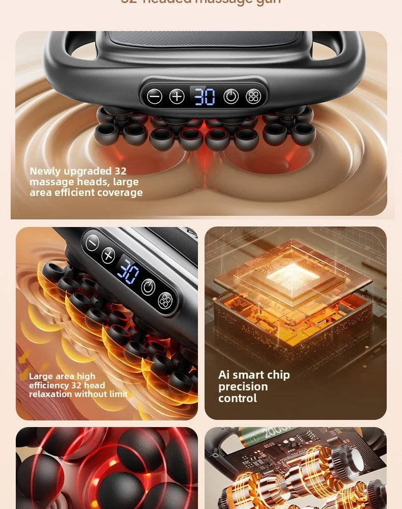 32-Head Smart Fascia Massage Gun